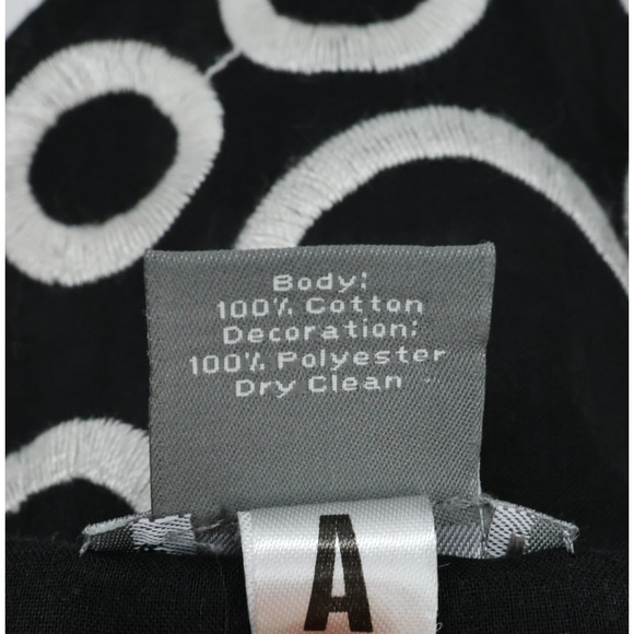 Ann Taylor Top Womens 8 Black White Embroidered Cotton Tunic Sequins Side Zip - Picture 13 of 13